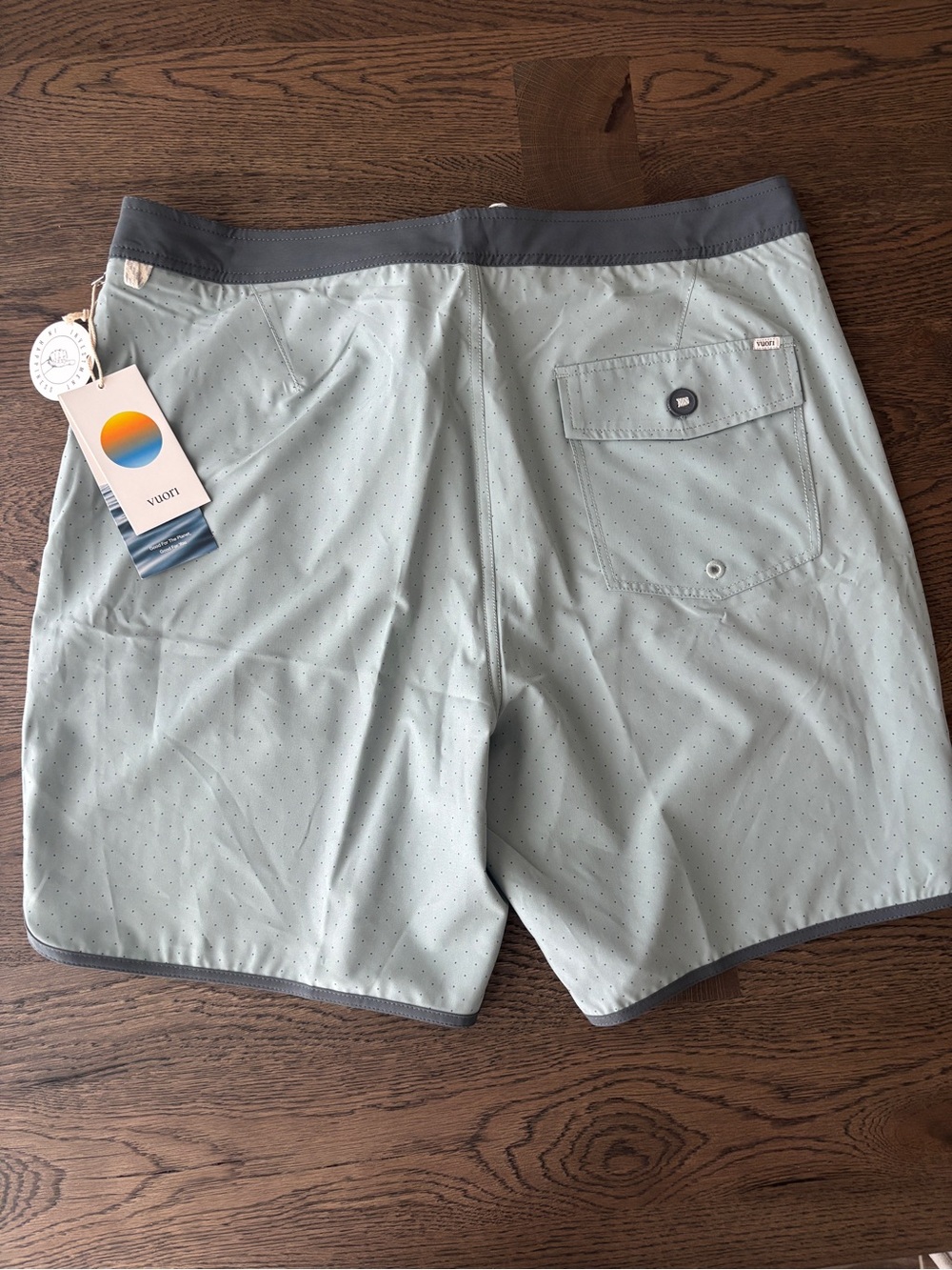 Vuori Light Mint Swim Shorts with Gray Trim - Picture 5 of 7